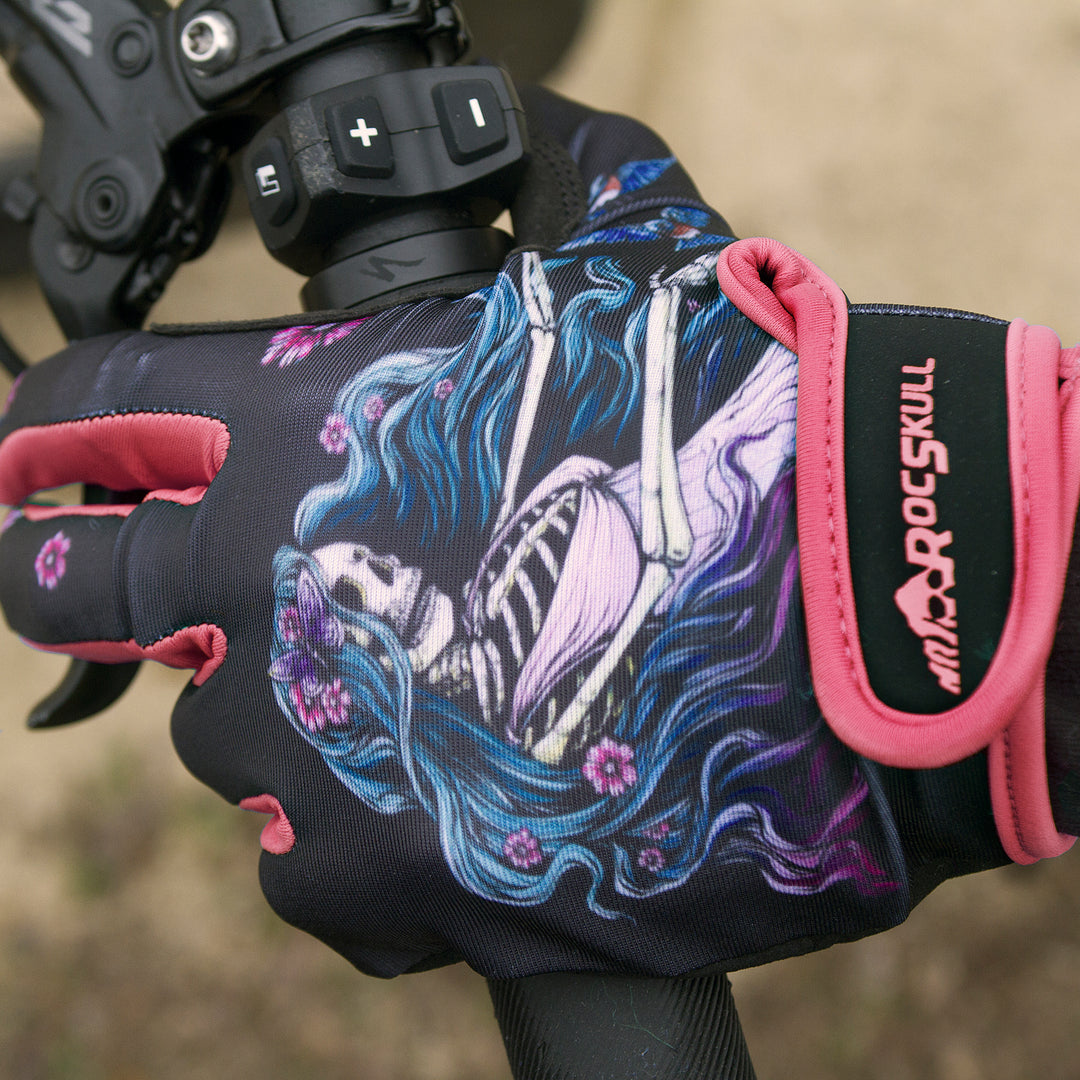 Guanti Biker Con Scheletro Osso Corsa Ciclismo Moto Meccanica Gotico Full Finger - Taglia M